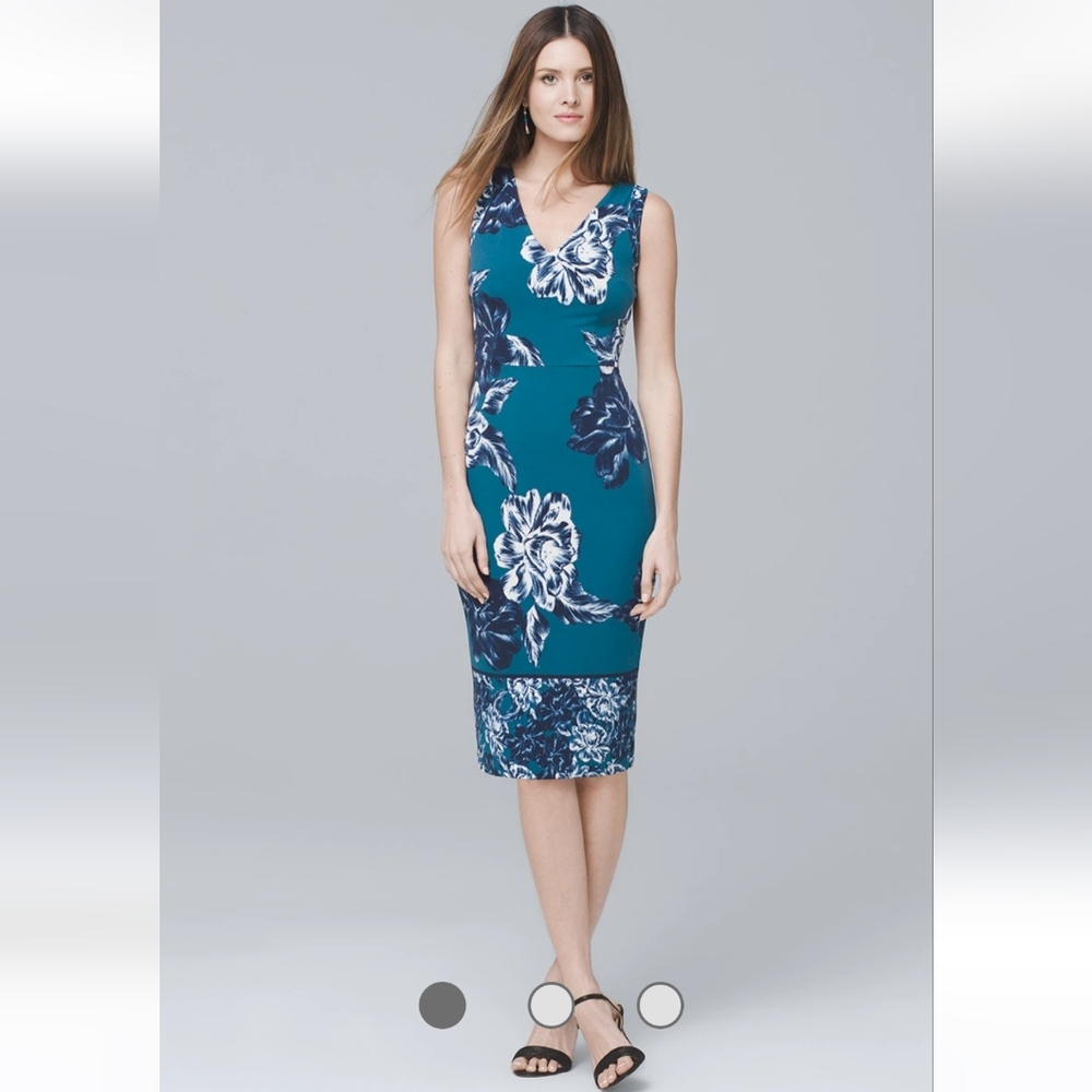 NWT White House Black Market Floral Knit Sheath Dress Sz. 2